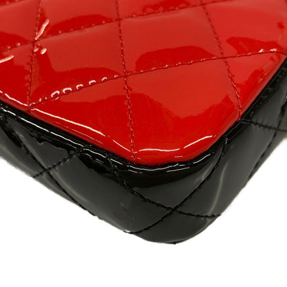 Chanel Wallet Quilted Red Black Chain Silver Leather Shoulder Bag — view 7