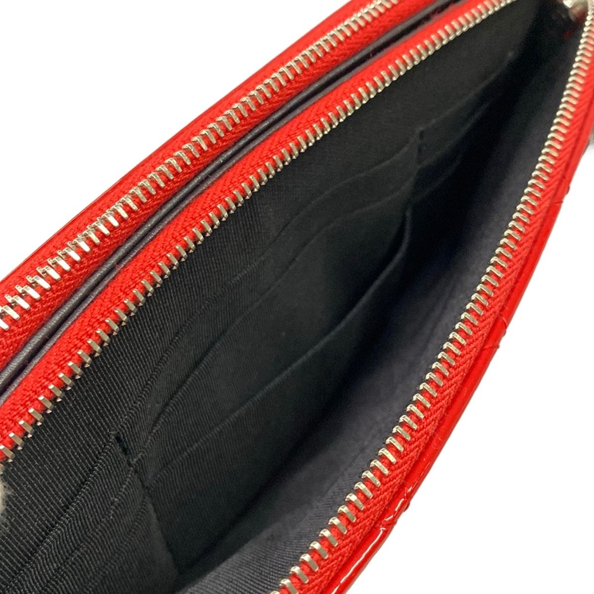 Chanel Wallet Quilted Red Black Chain Silver Leather Shoulder Bag — view 4