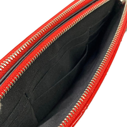 Chanel Wallet Quilted Red Black Chain Silver Leather Shoulder Bag — view 4