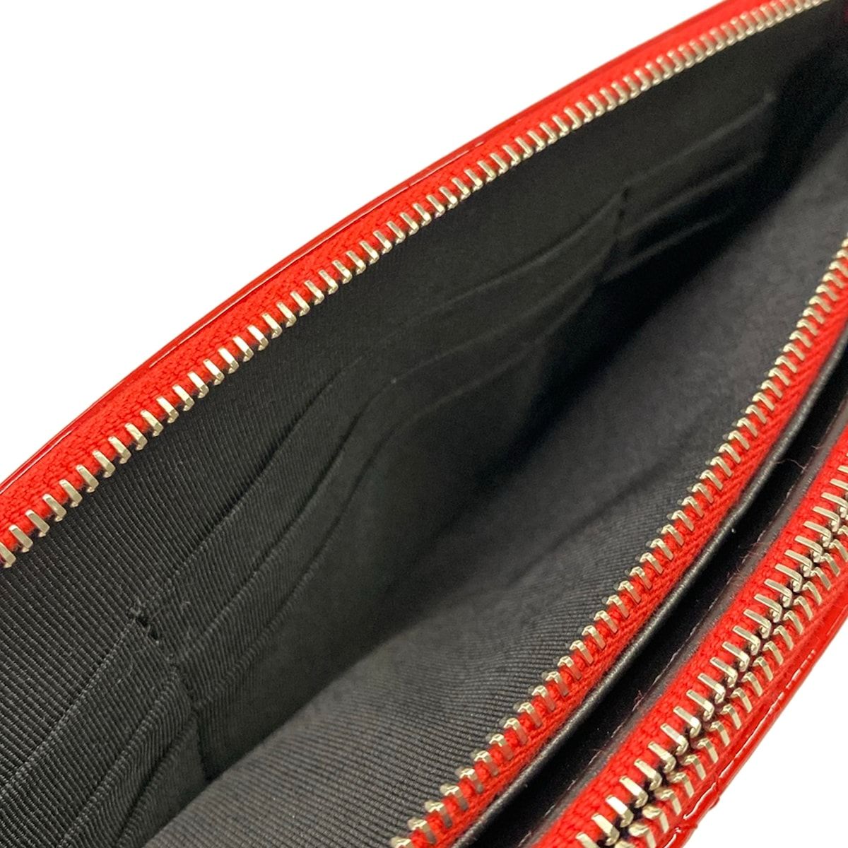 Chanel Wallet Quilted Red Black Chain Silver Leather Shoulder Bag — view 5