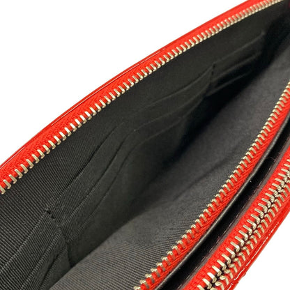 Chanel Wallet Quilted Red Black Chain Silver Leather Shoulder Bag — view 5