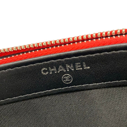 Chanel Wallet Quilted Red Black Chain Silver Leather Shoulder Bag — view 6
