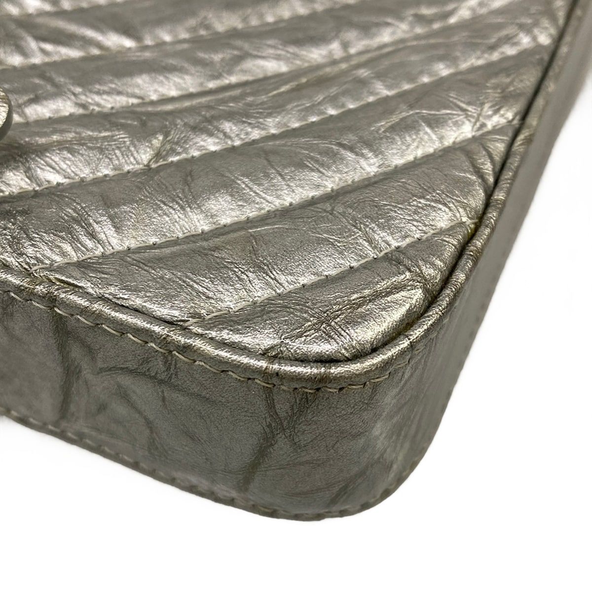 Chanel Wallet Stitch Silver Chain Vinyl Coating Leather Shoulder Bag — view 7
