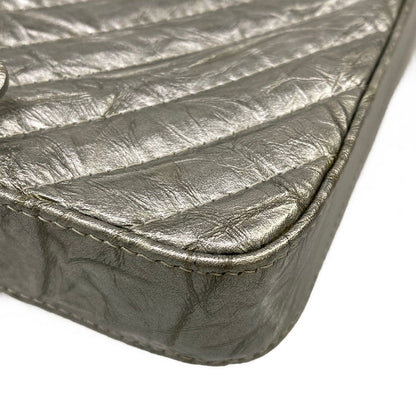 Chanel Wallet Stitch Silver Chain Vinyl Coating Leather Shoulder Bag — view 7