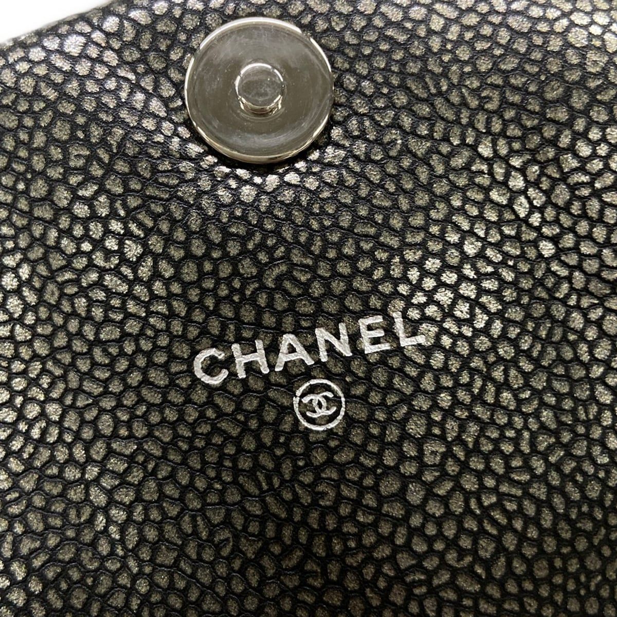 Chanel Wallet Half Moon Silver Black Chain Leather Shoulder Bag — view 6