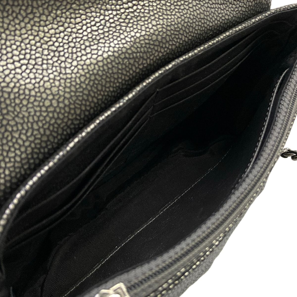 Chanel Wallet Half Moon Silver Black Chain Leather Shoulder Bag — view 4
