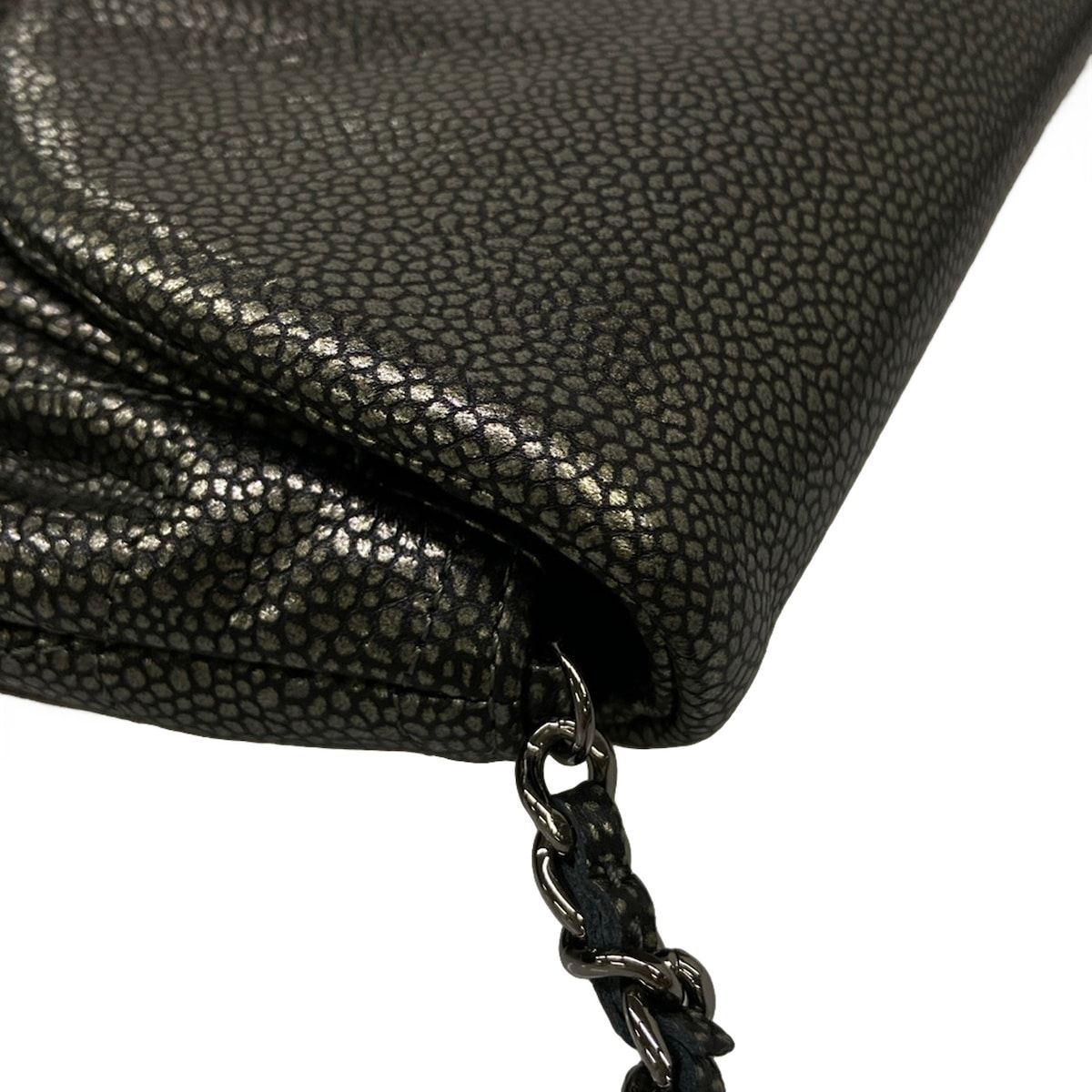 Chanel Wallet Half Moon Silver Black Chain Leather Shoulder Bag — view 8