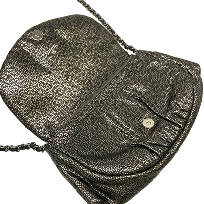 Chanel Wallet Half Moon Silver Black Chain Leather Shoulder Bag — view 3