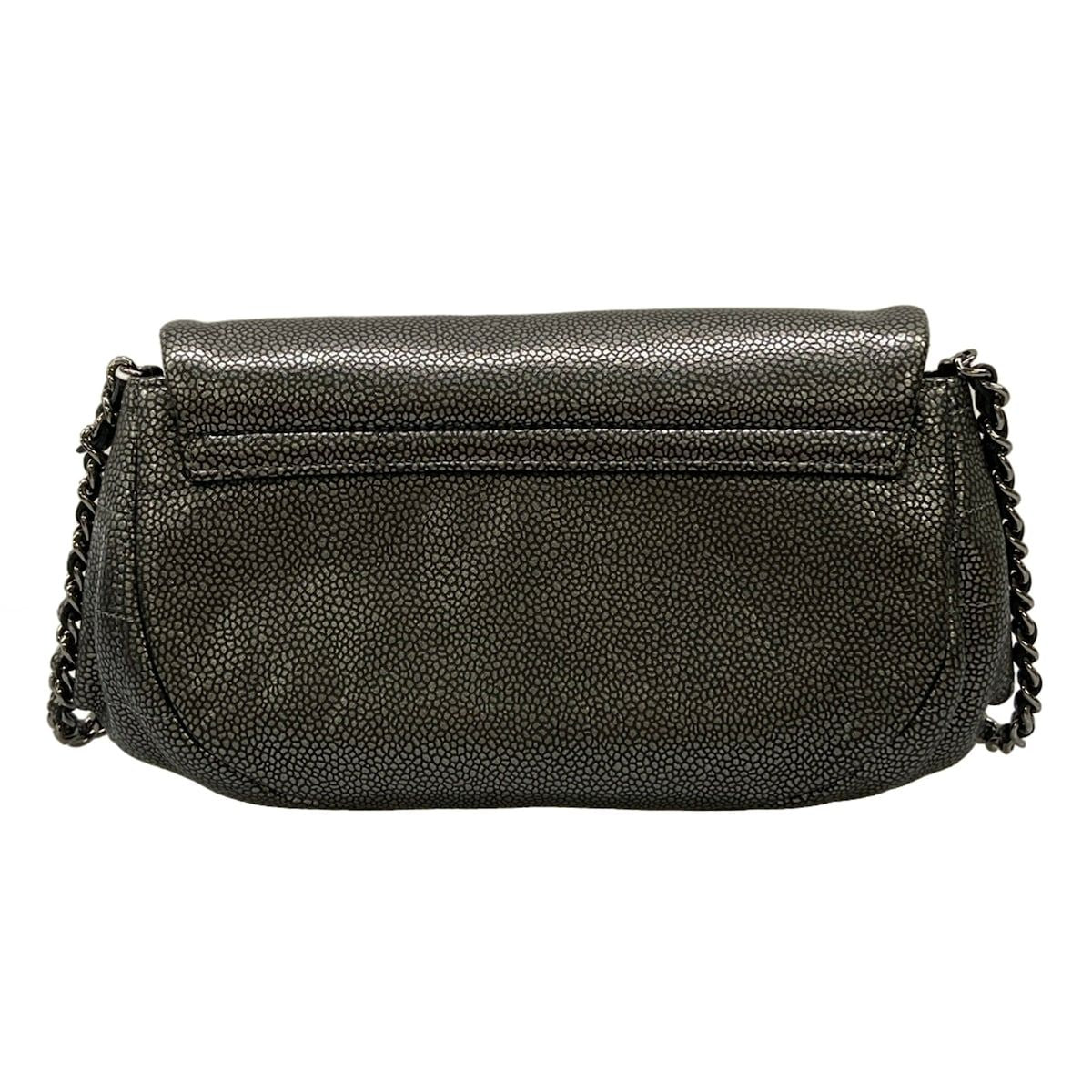 Chanel Wallet Half Moon Silver Black Chain Leather Shoulder Bag — view 2