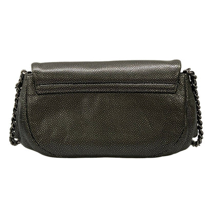Chanel Wallet Half Moon Silver Black Chain Leather Shoulder Bag — view 2