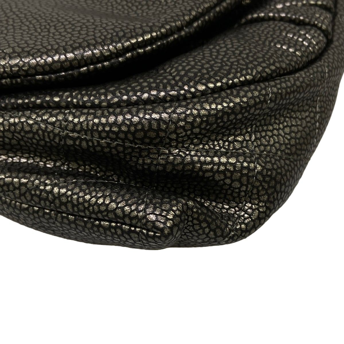 Chanel Wallet Half Moon Silver Black Chain Leather Shoulder Bag — view 7