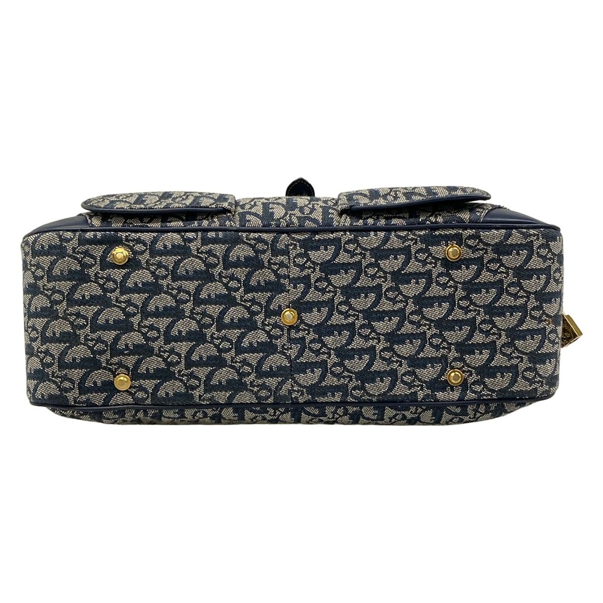 Dior Double Saddle Bag Navy Ivory Leather — view 5