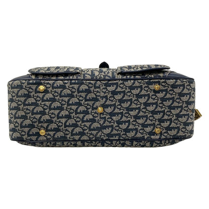 Dior Double Saddle Bag Navy Ivory Leather — view 5