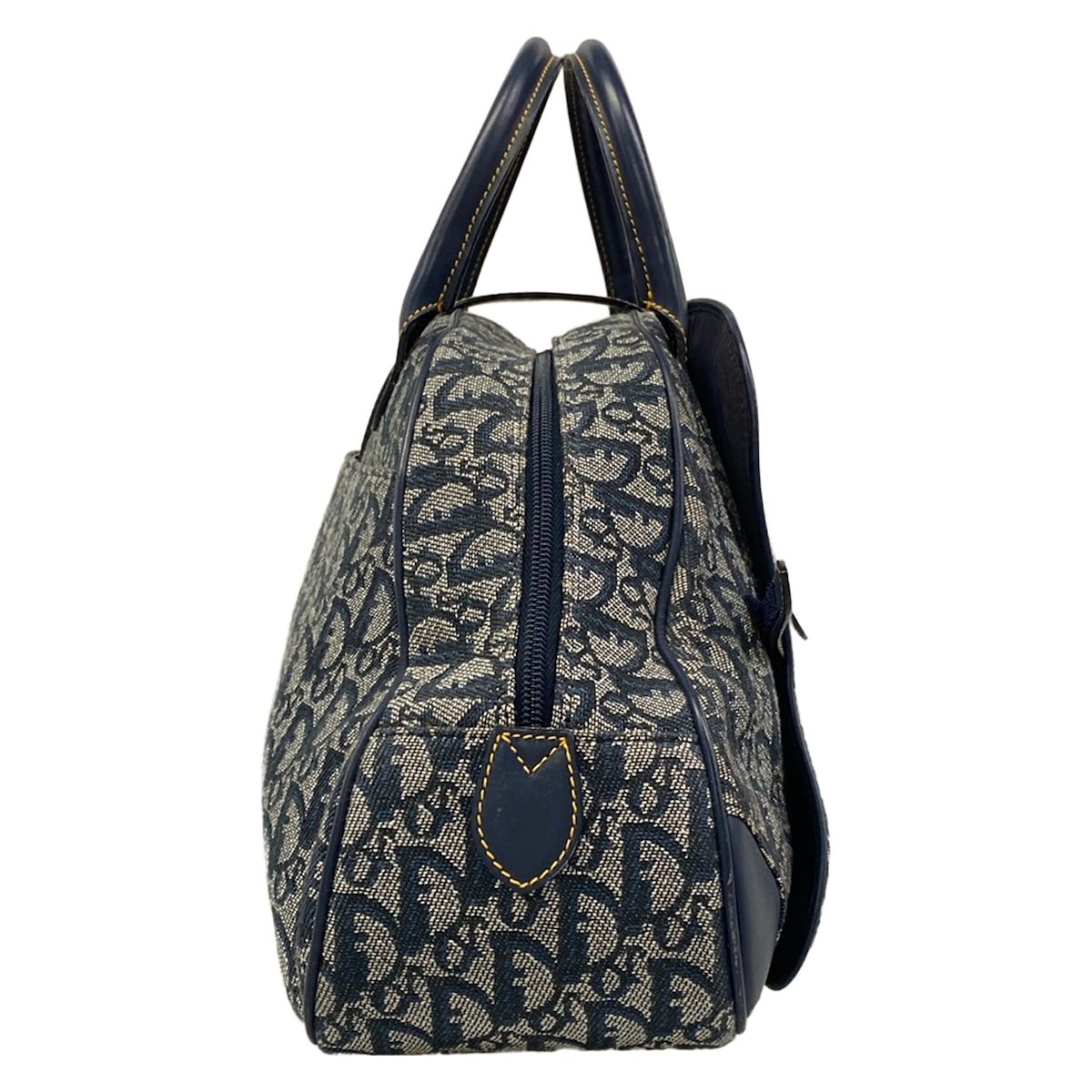 Dior Double Saddle Bag Navy Ivory Leather — view 2