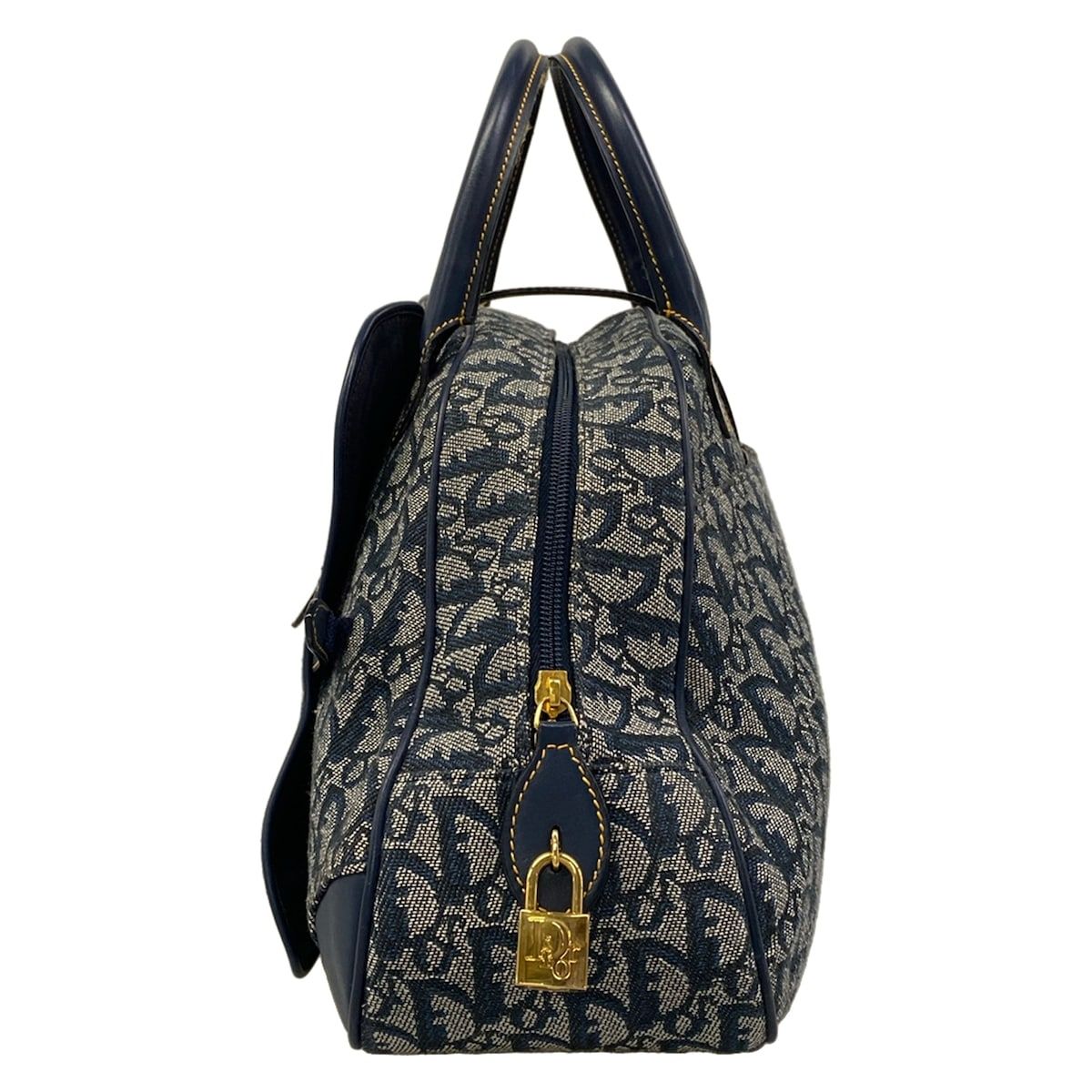 Dior Double Saddle Bag Navy Ivory Leather — view 4