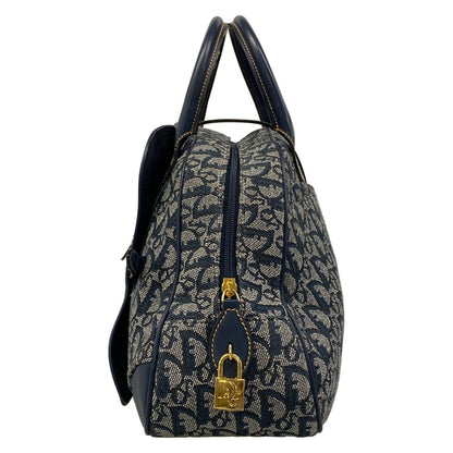 Dior Double Saddle Bag Navy Ivory Leather — view 4