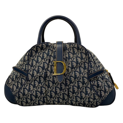 Dior Double Saddle Bag Navy Ivory Leather