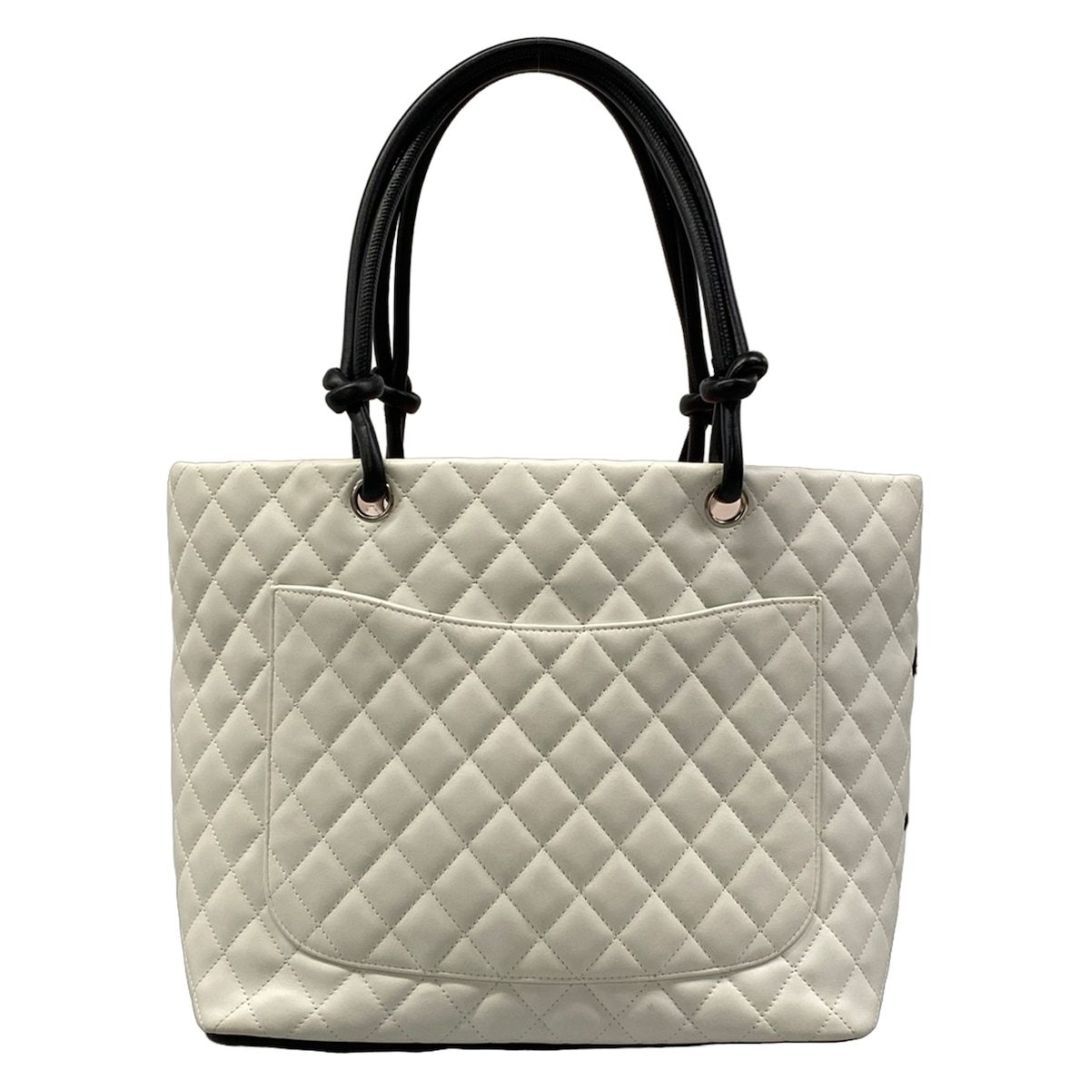 Chanel Tote Bag Cambon Line Large White Black Lambskin — view 3