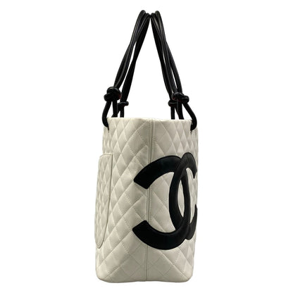 Chanel Tote Bag Cambon Line Large White Black Lambskin — view 2