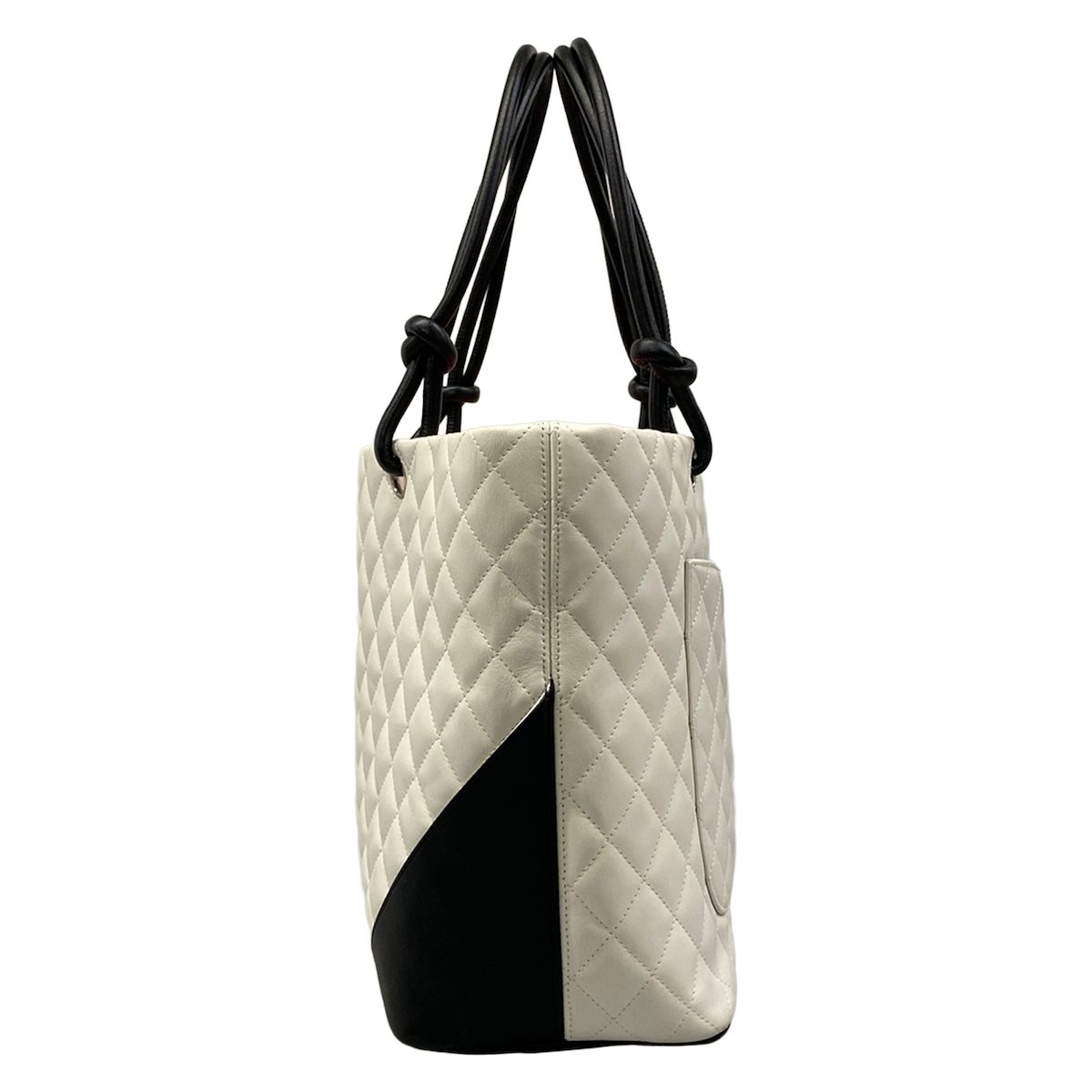 Chanel Tote Bag Cambon Line Large White Black Lambskin — view 4