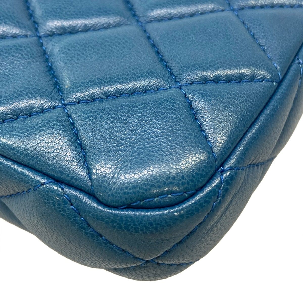 Chanel Wallet Quilted Blue Chain Gold Removable Lambskin Shoulder Bag — view 7
