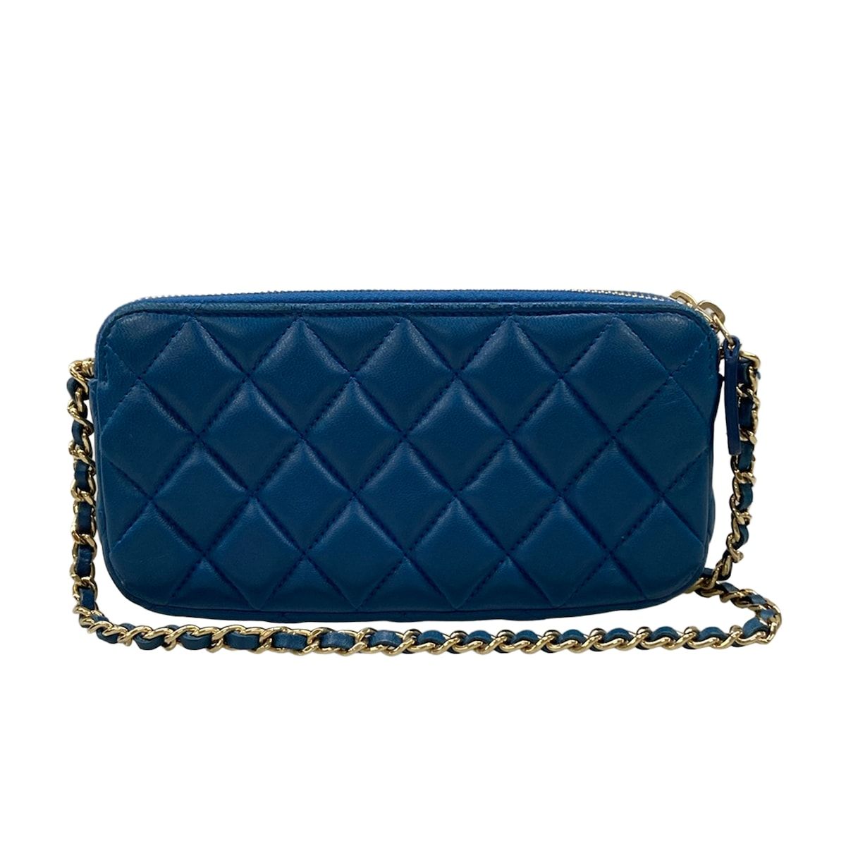 Chanel Wallet Quilted Blue Chain Gold Removable Lambskin Shoulder Bag — view 2