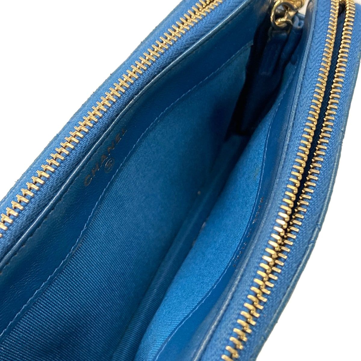 Chanel Wallet Quilted Blue Chain Gold Removable Lambskin Shoulder Bag — view 3