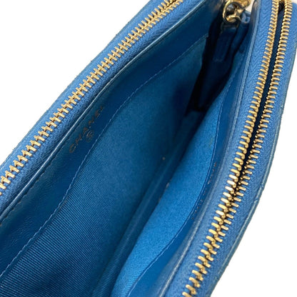 Chanel Wallet Quilted Blue Chain Gold Removable Lambskin Shoulder Bag — view 3