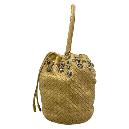 Bottega Veneta Handbag Intrecciato Beige Studs Bijou Drawstring Leather — view 4