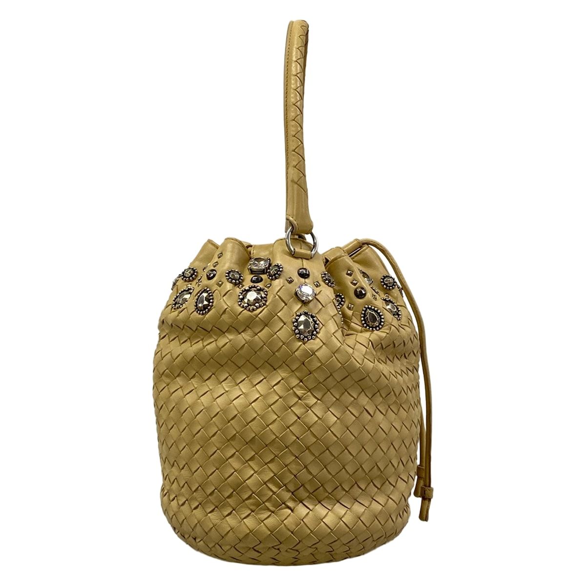 Bottega Veneta Handbag Intrecciato Beige Studs Bijou Drawstring Leather — view 2