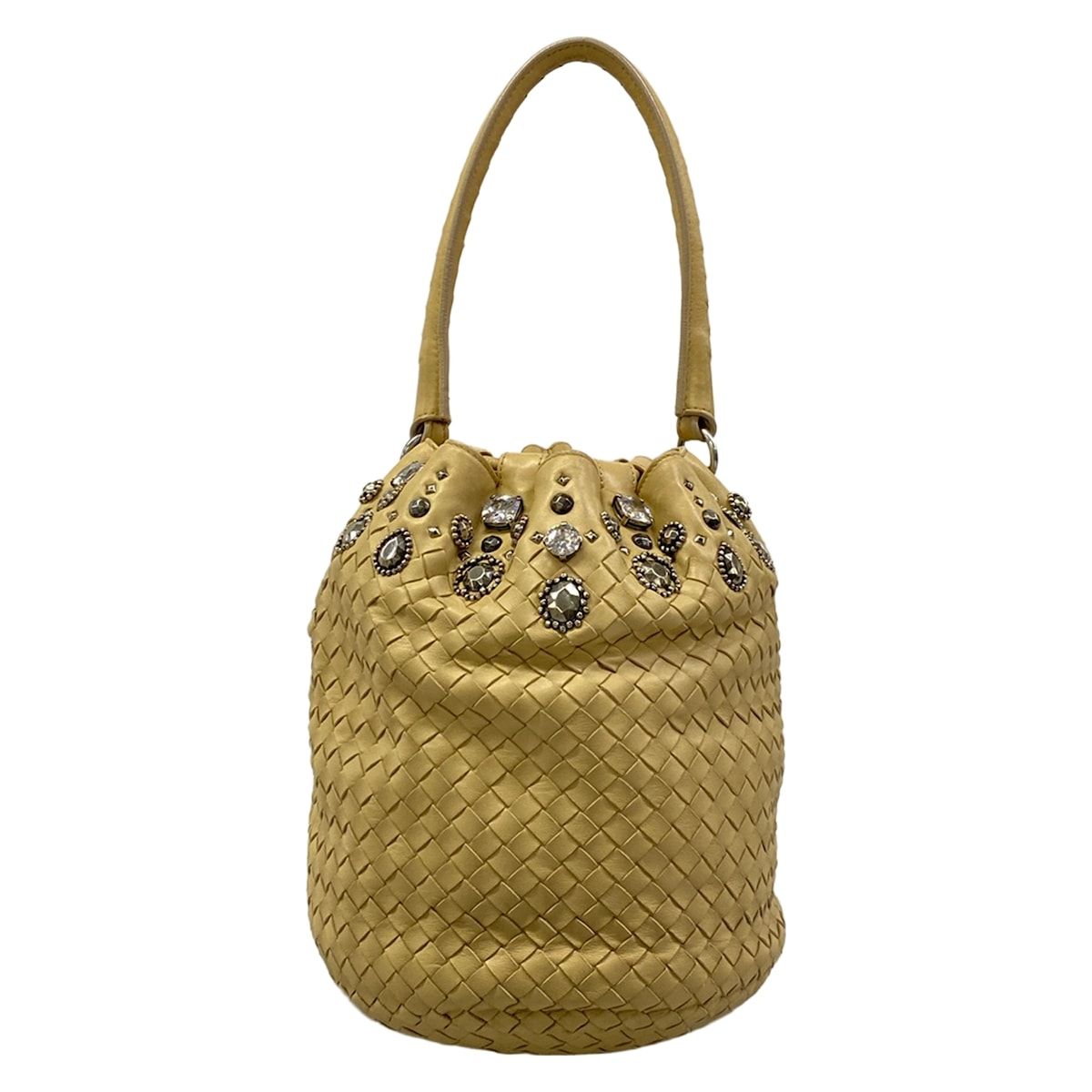 Bottega Veneta Handbag Intrecciato Beige Studs Bijou Drawstring Leather — view 3