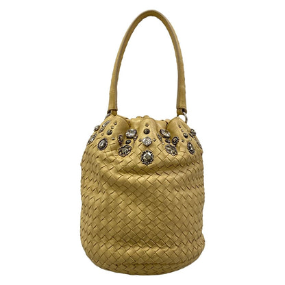 Bottega Veneta Handbag Intrecciato Beige Studs Bijou Drawstring Leather — view 3