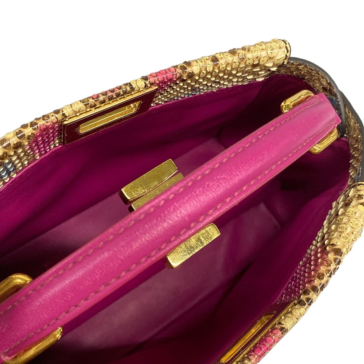 Fendi Handbag Peekaboo Iconic Small Beige Pink Multi Leather — view 7