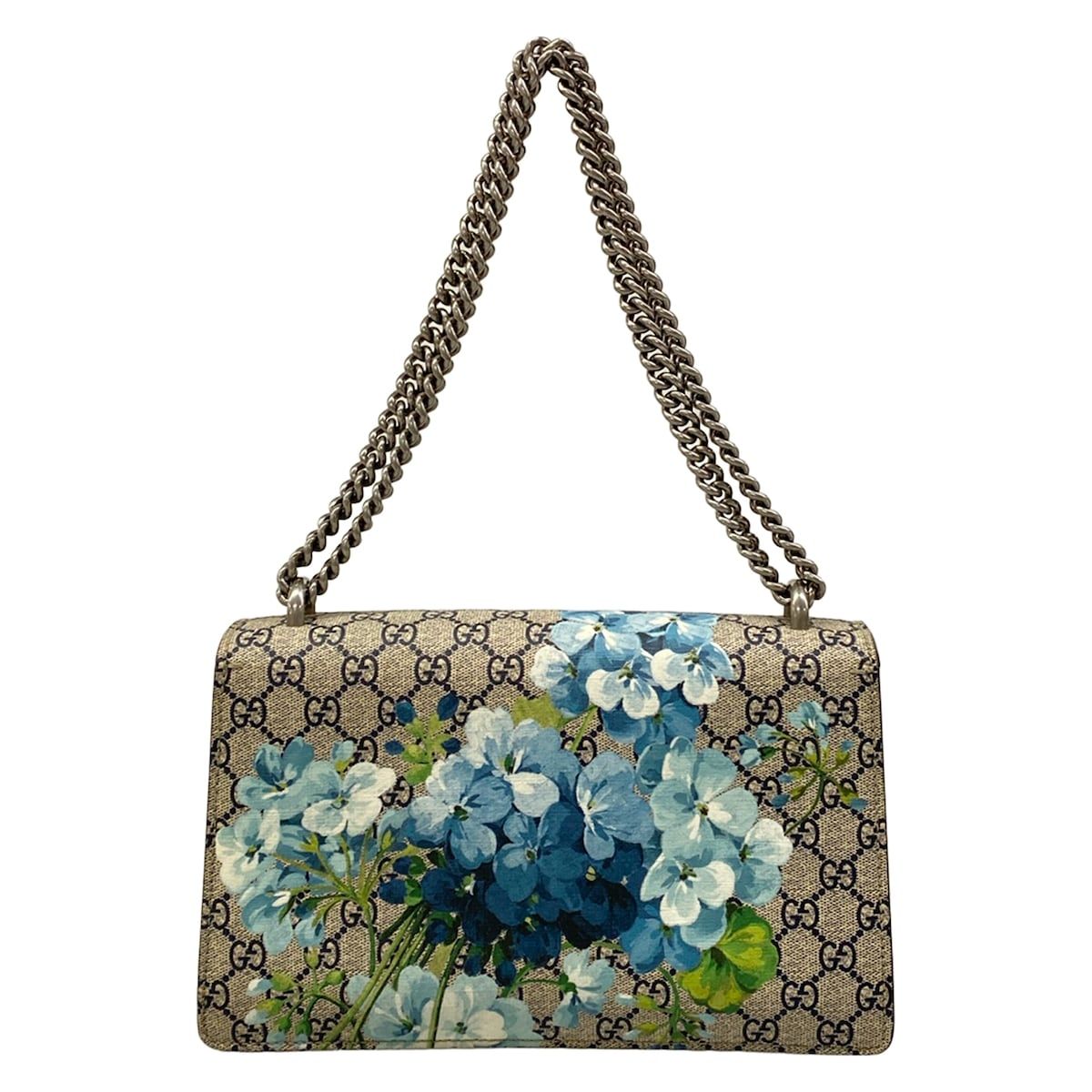 Gucci Shoulder Bag Dionysusgg Blooms Navy Ivory Chain — view 3