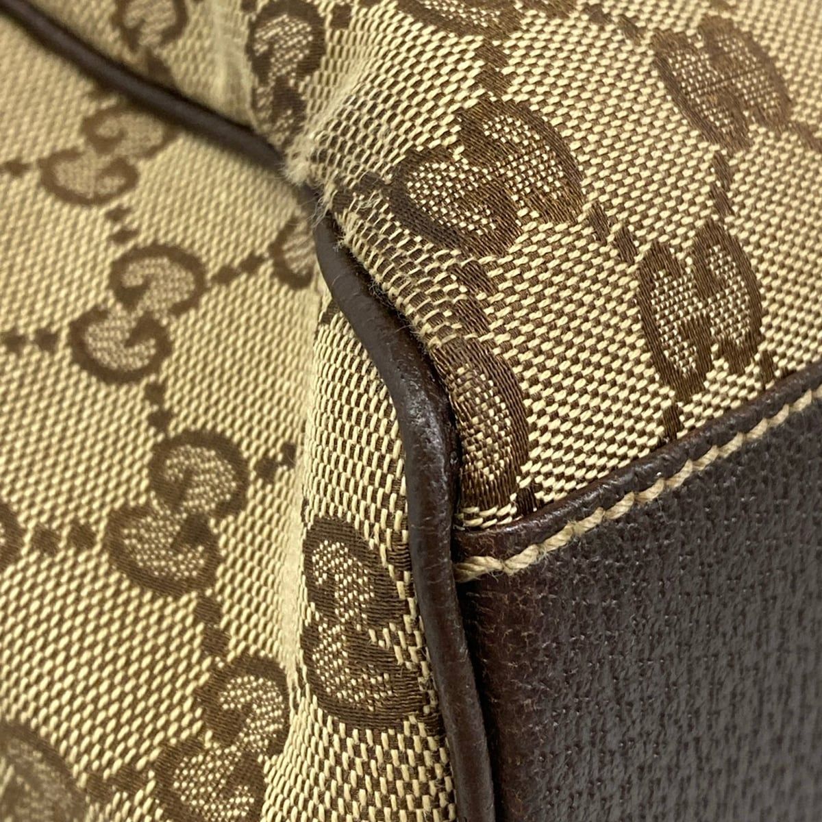 Gucci Tote Bag GG Pattern Charmy Dark Brown Beige Leather — view 6