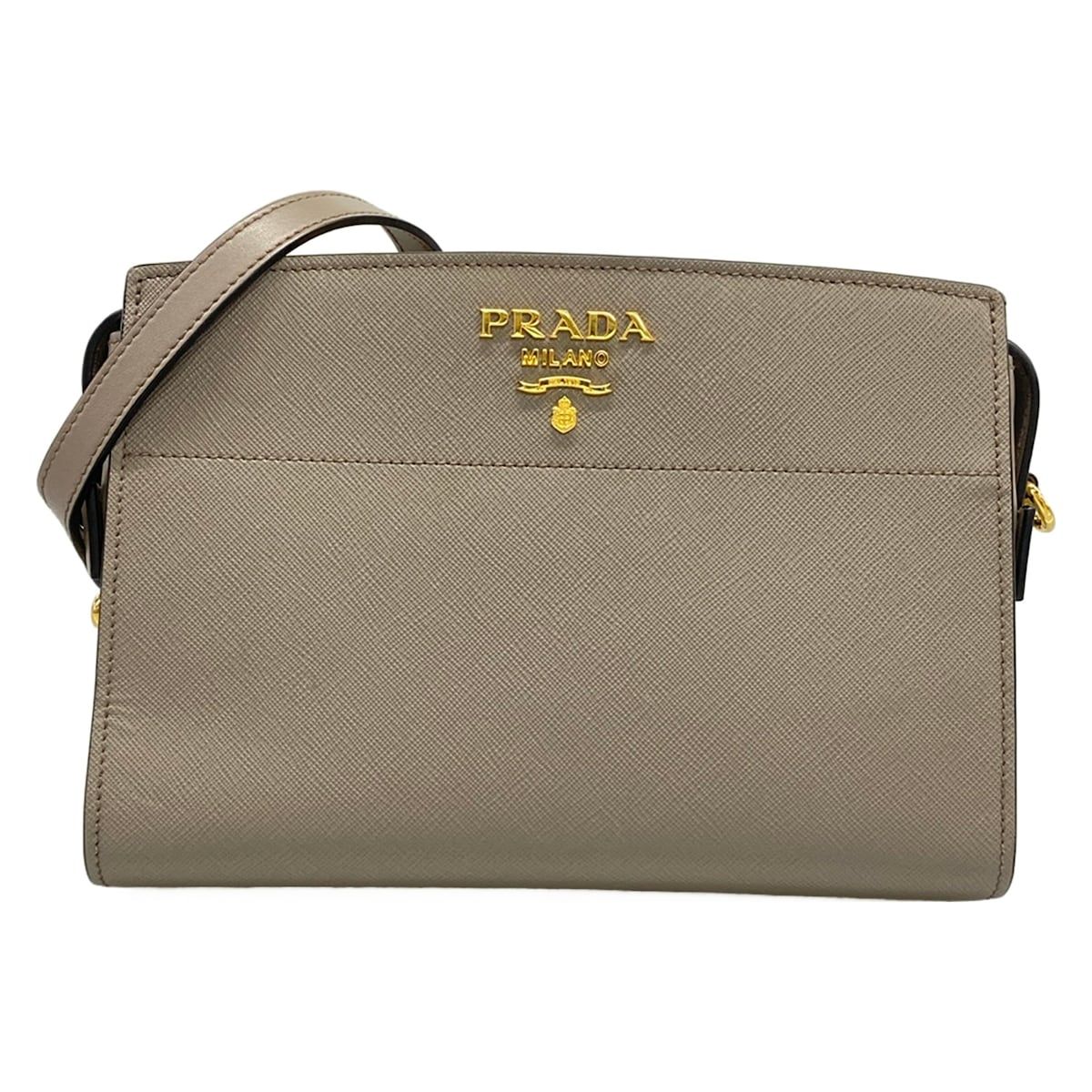 Prada Shoulder Bag Gray Leather
