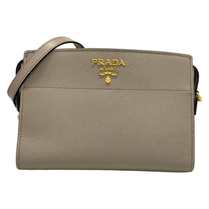 Prada Shoulder Bag Gray Leather