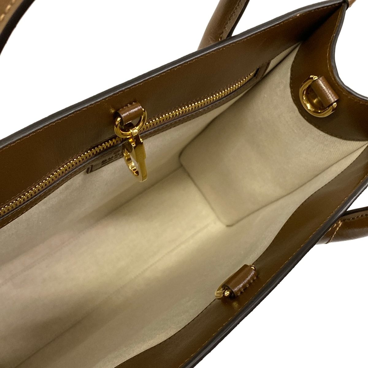 Gucci Tote Bag Interlocking Ggg Plus GG Supreme Beige Dark Brown Leather — view 7