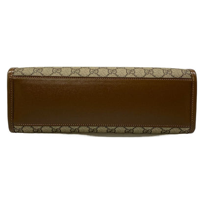 Gucci Tote Bag Interlocking Ggg Plus GG Supreme Beige Dark Brown Leather — view 5