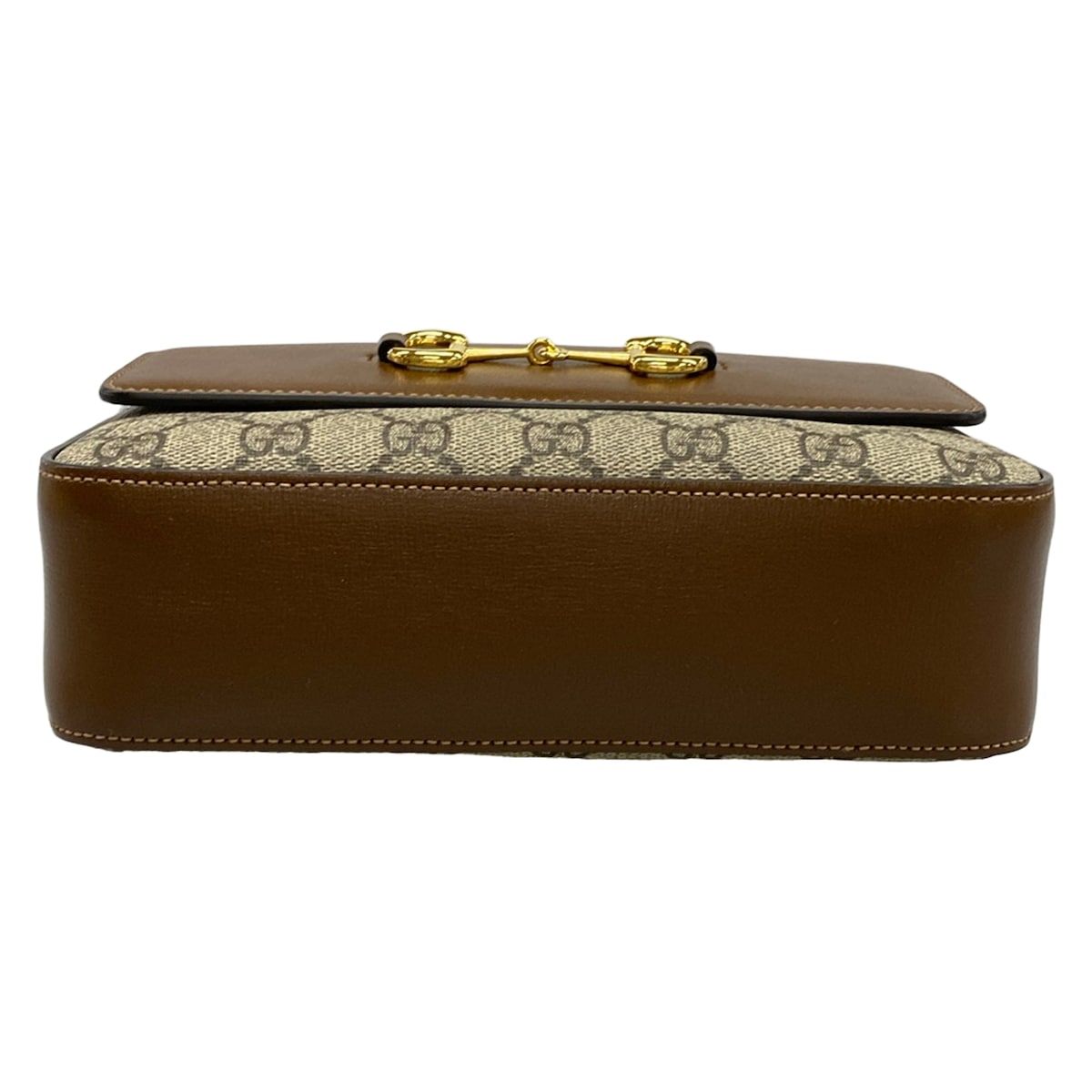 Gucci Shoulder Bag Horsebit Small Bag Beige Dark Brown Leather — view 5