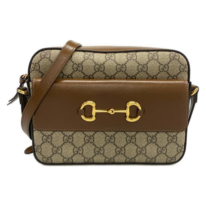 Gucci Shoulder Bag Horsebit Small Bag Beige Dark Brown Leather