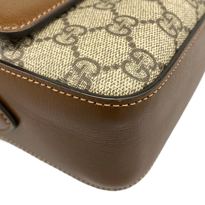 Gucci Shoulder Bag Horsebit Small Bag Beige Dark Brown Leather — view 6