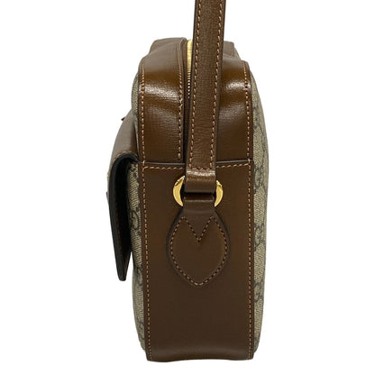 Gucci Shoulder Bag Horsebit Small Bag Beige Dark Brown Leather — view 4