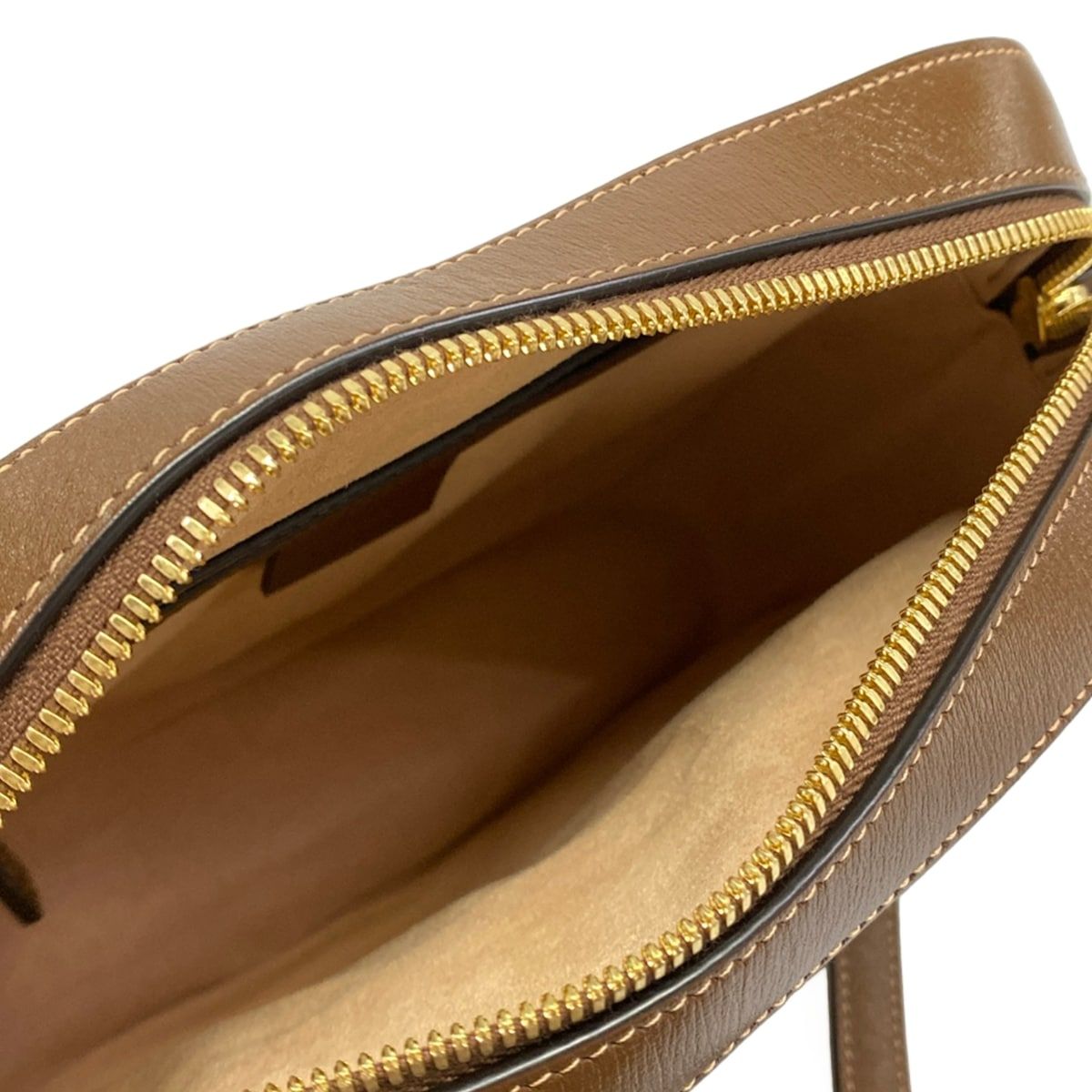 Gucci Shoulder Bag Horsebit Small Bag Beige Dark Brown Leather — view 7