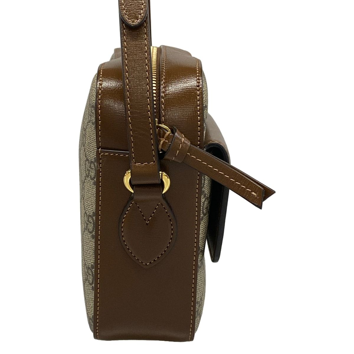 Gucci Shoulder Bag Horsebit Small Bag Beige Dark Brown Leather — view 2