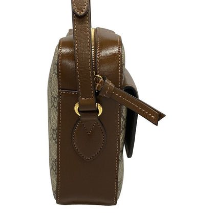 Gucci Shoulder Bag Horsebit Small Bag Beige Dark Brown Leather — view 2