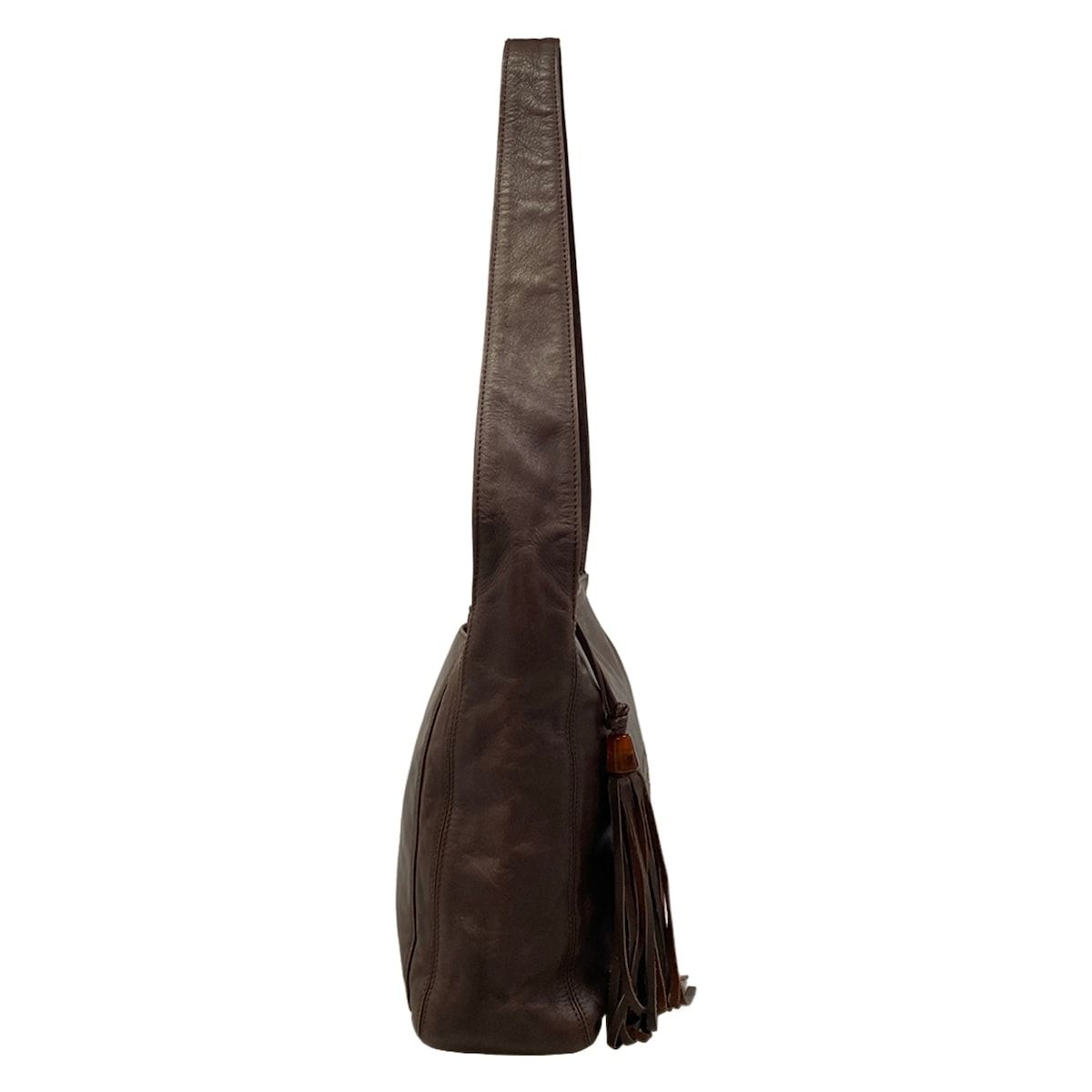 Chanel Shoulder Bag Dark Brown Tassel Lambskin — view 2