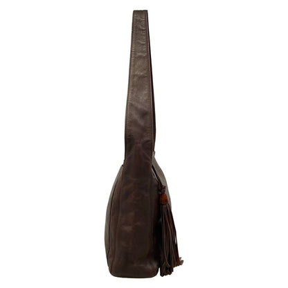 Chanel Shoulder Bag Dark Brown Tassel Lambskin — view 2