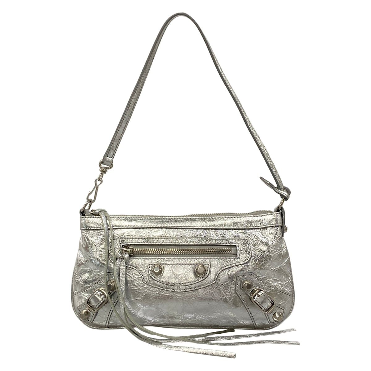 Balenciaga Shoulder Bag Silver Leather