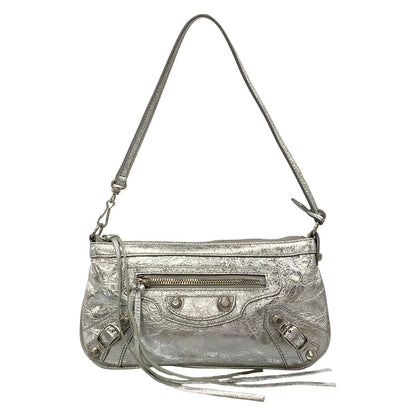 Balenciaga Shoulder Bag Silver Leather